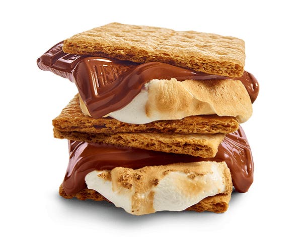 freshly made smore with melted hersheys milk chocolate
