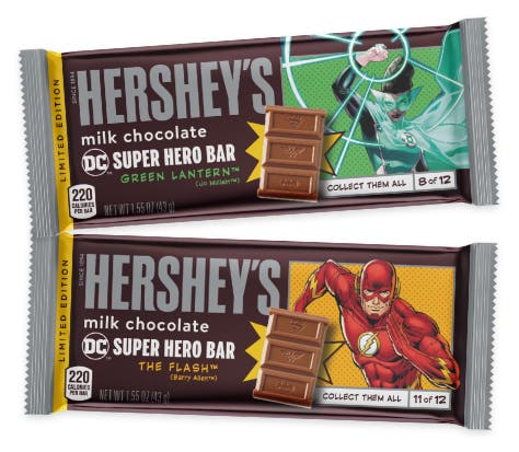 the flash and green lantern superhero candy bar designs