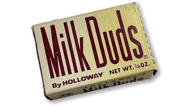 original packaging for a box of milk duds candy