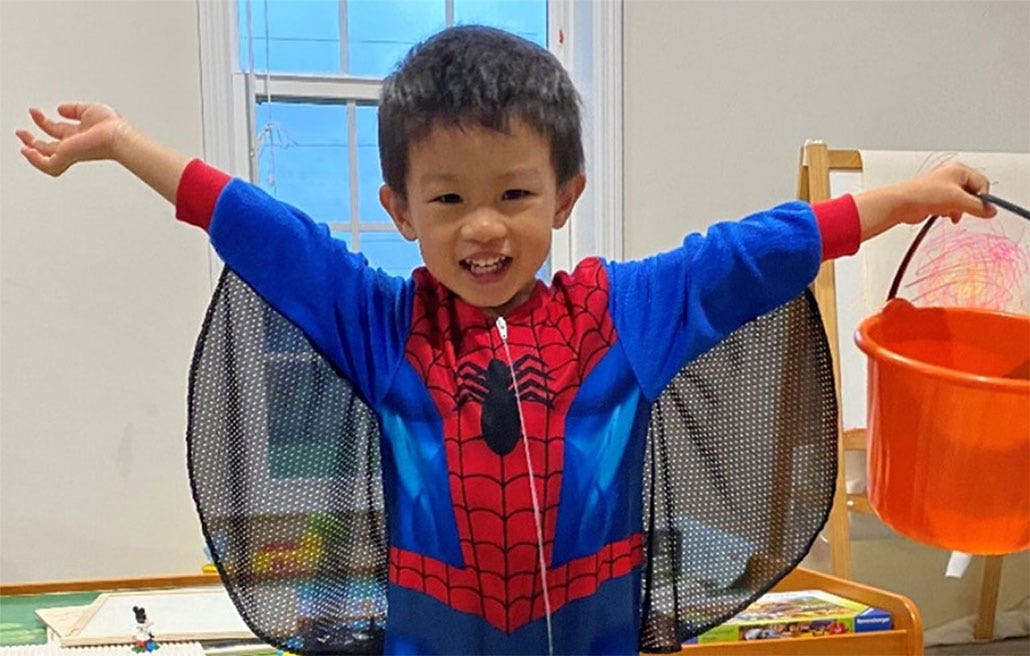 boy in a spiderman costume