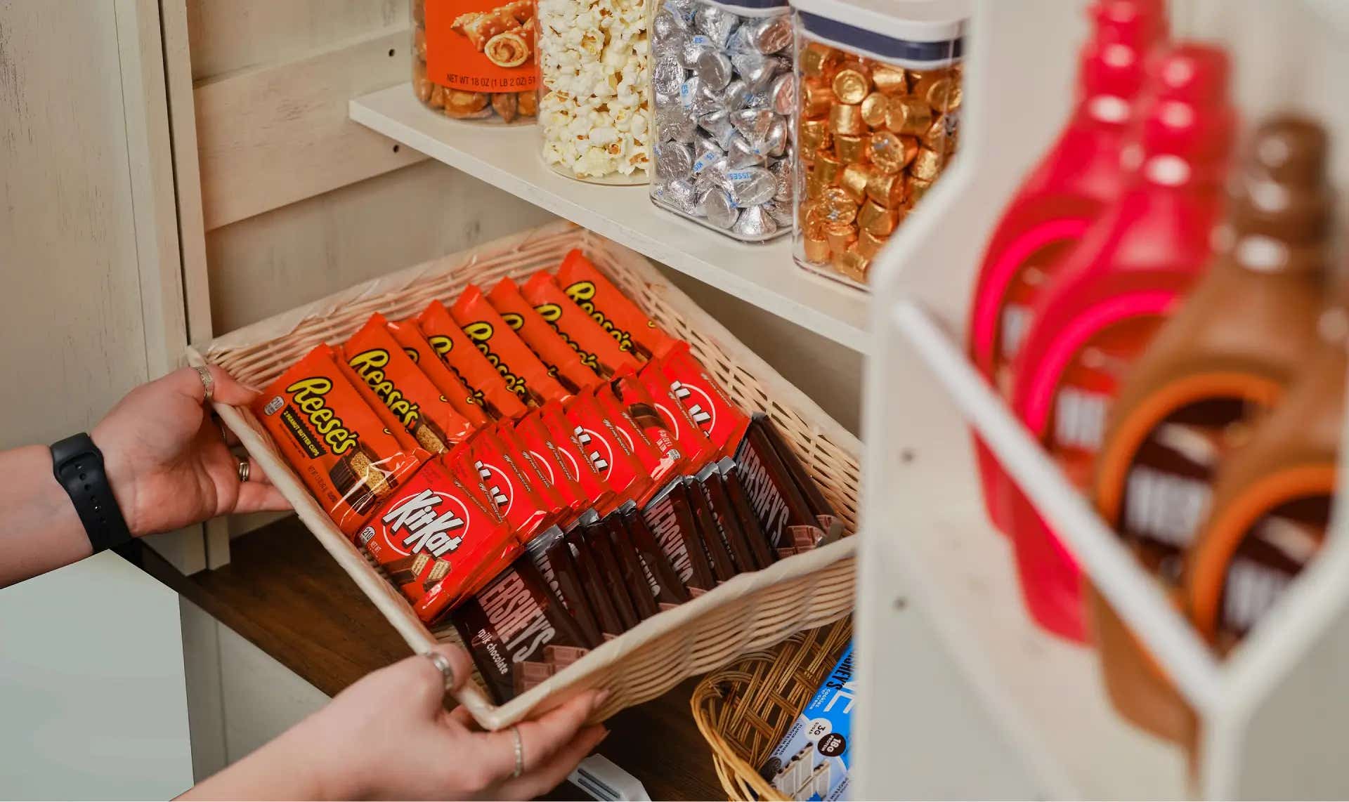 pantry filled with hershey treats