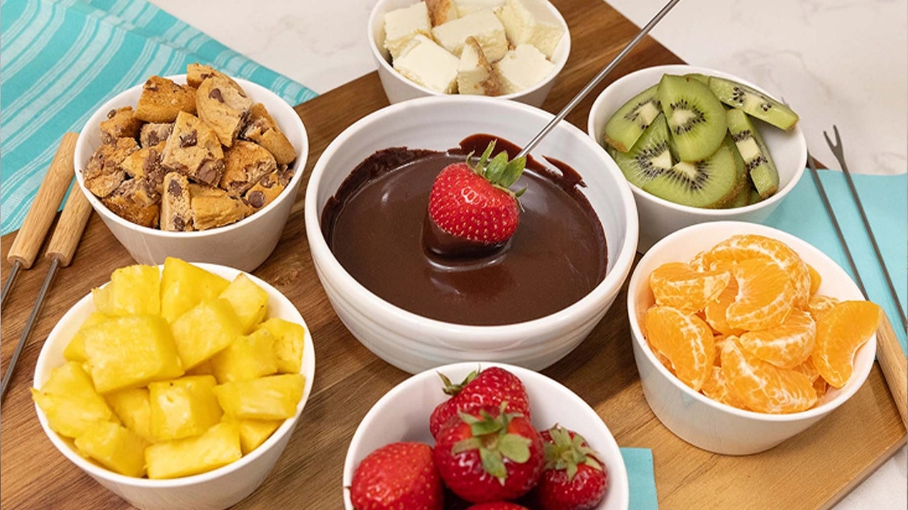 bowl of treats to dip in chocolate fondue