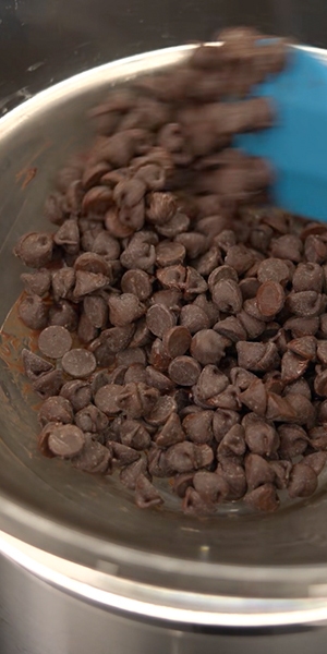 mixing bowl filled with hersheys chocolate baking chips