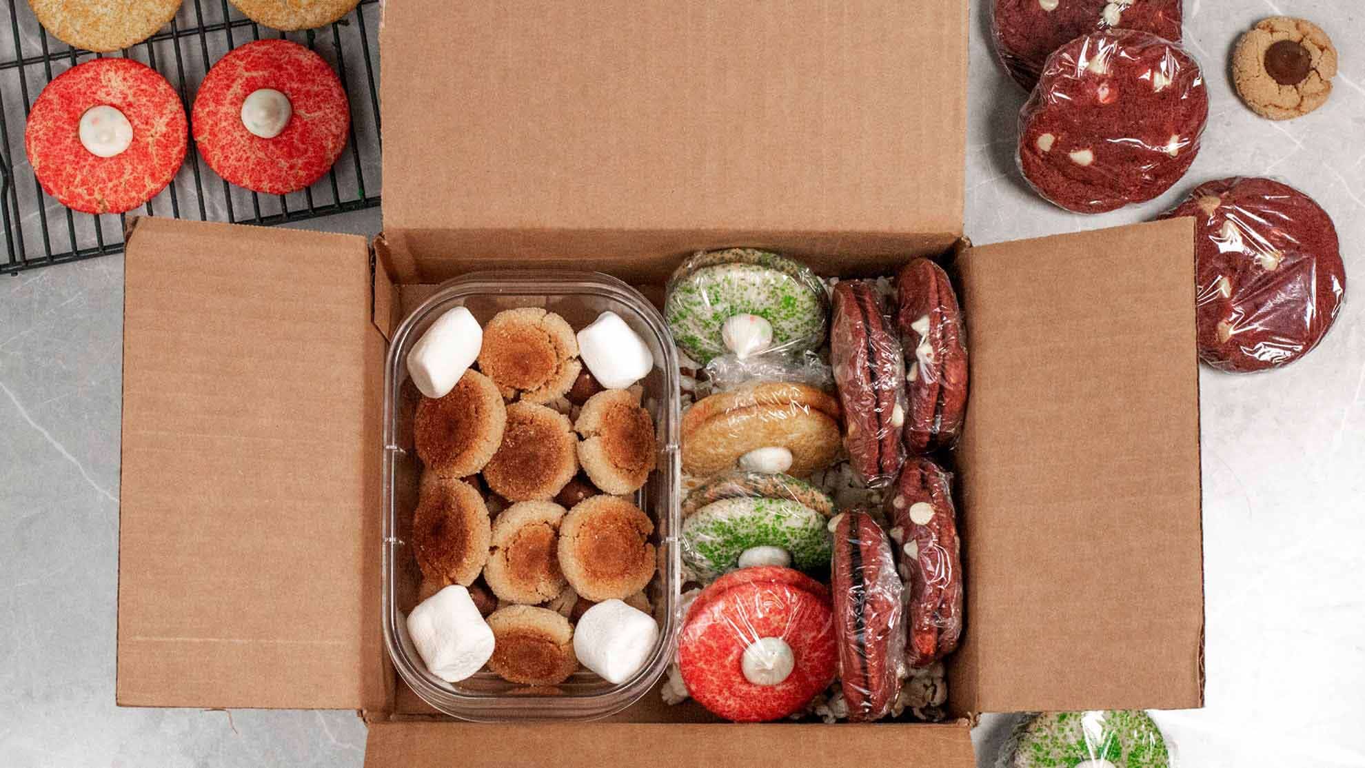 Snack Box Variety of American Treats, Donuts, Cookies, Sweets, Cupcakes  Gift Box