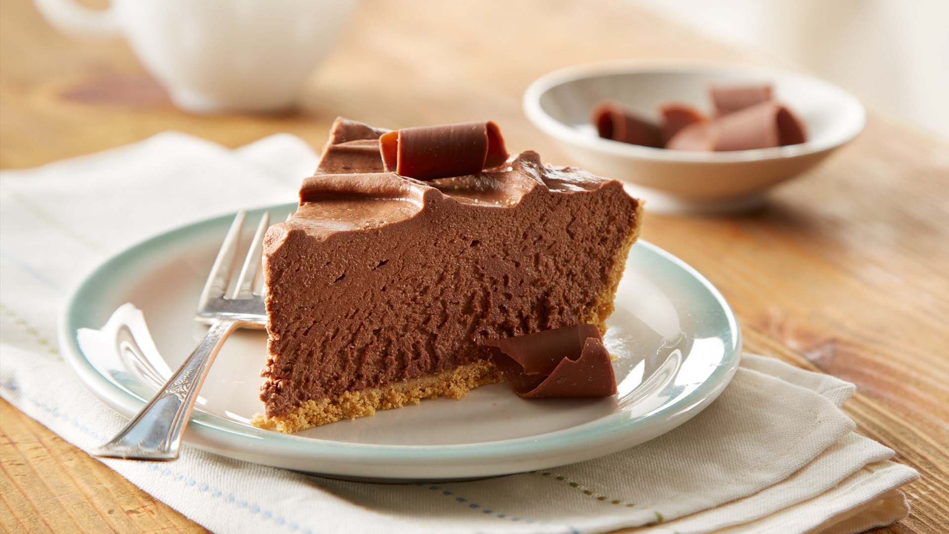 slice of hersheys no bake chocolate cheesecake