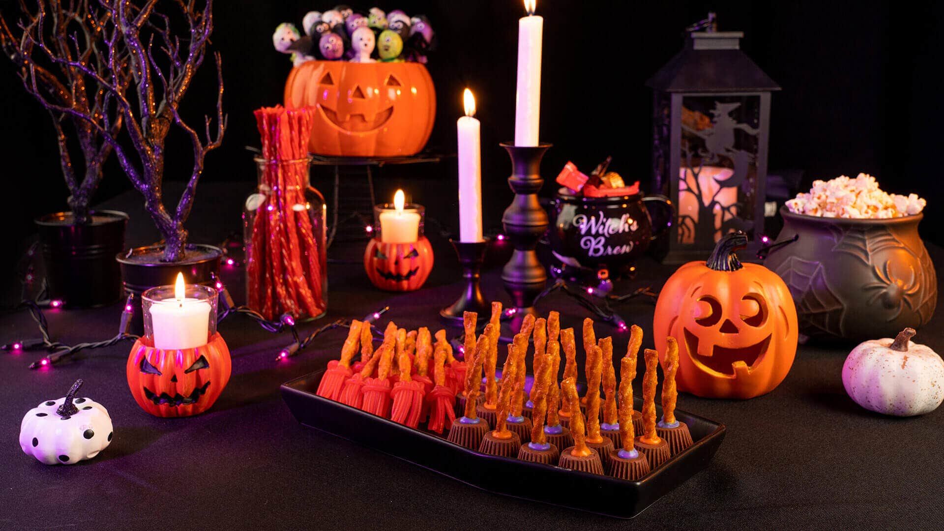 pretzel and hershey candy witch's broomsticks 