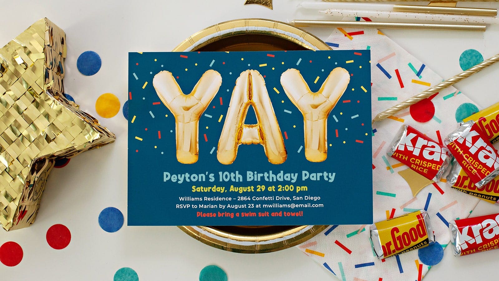 Balloon themed birthday invitation