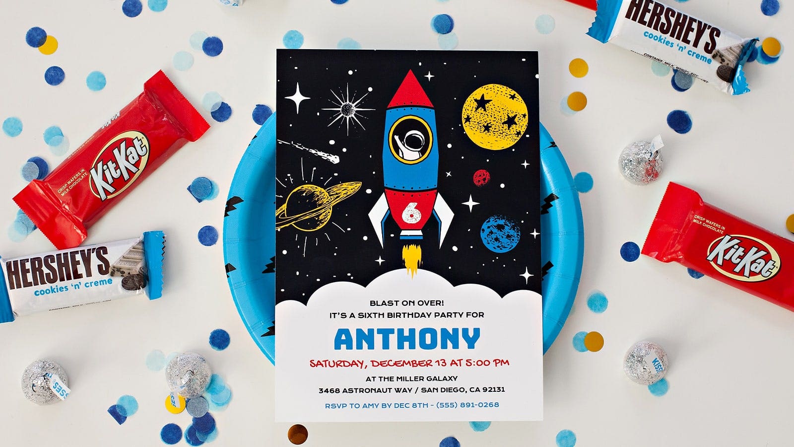 outerspace themed birthday invitation
