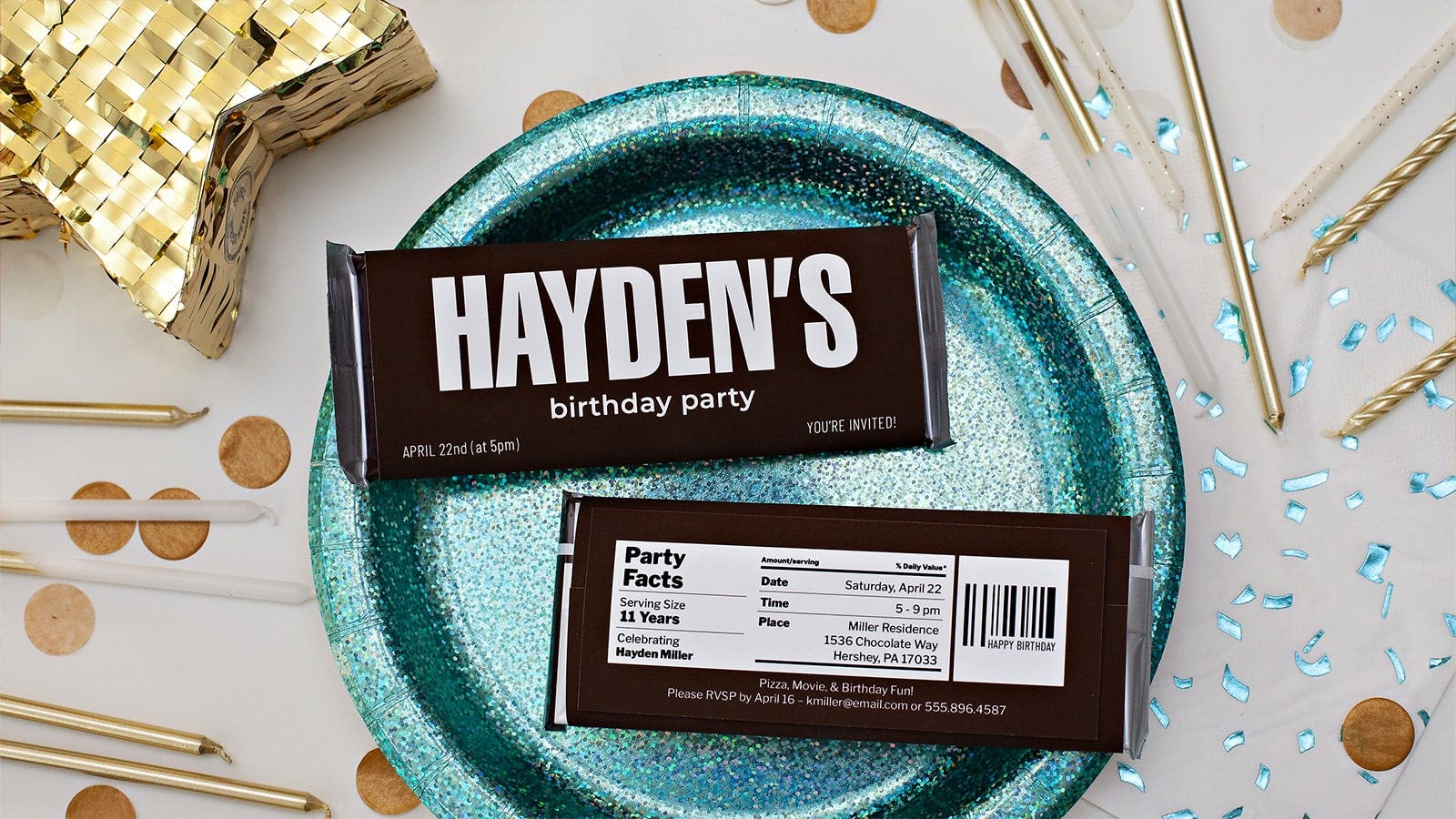 hershey bar themed birthday invitation
