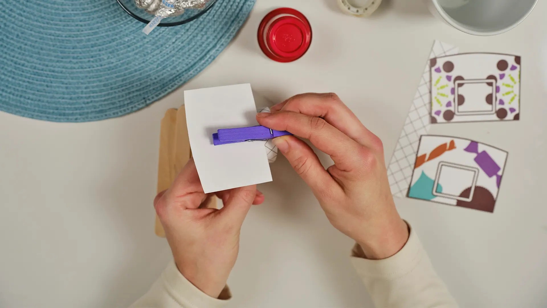 attach clothespin to backboard