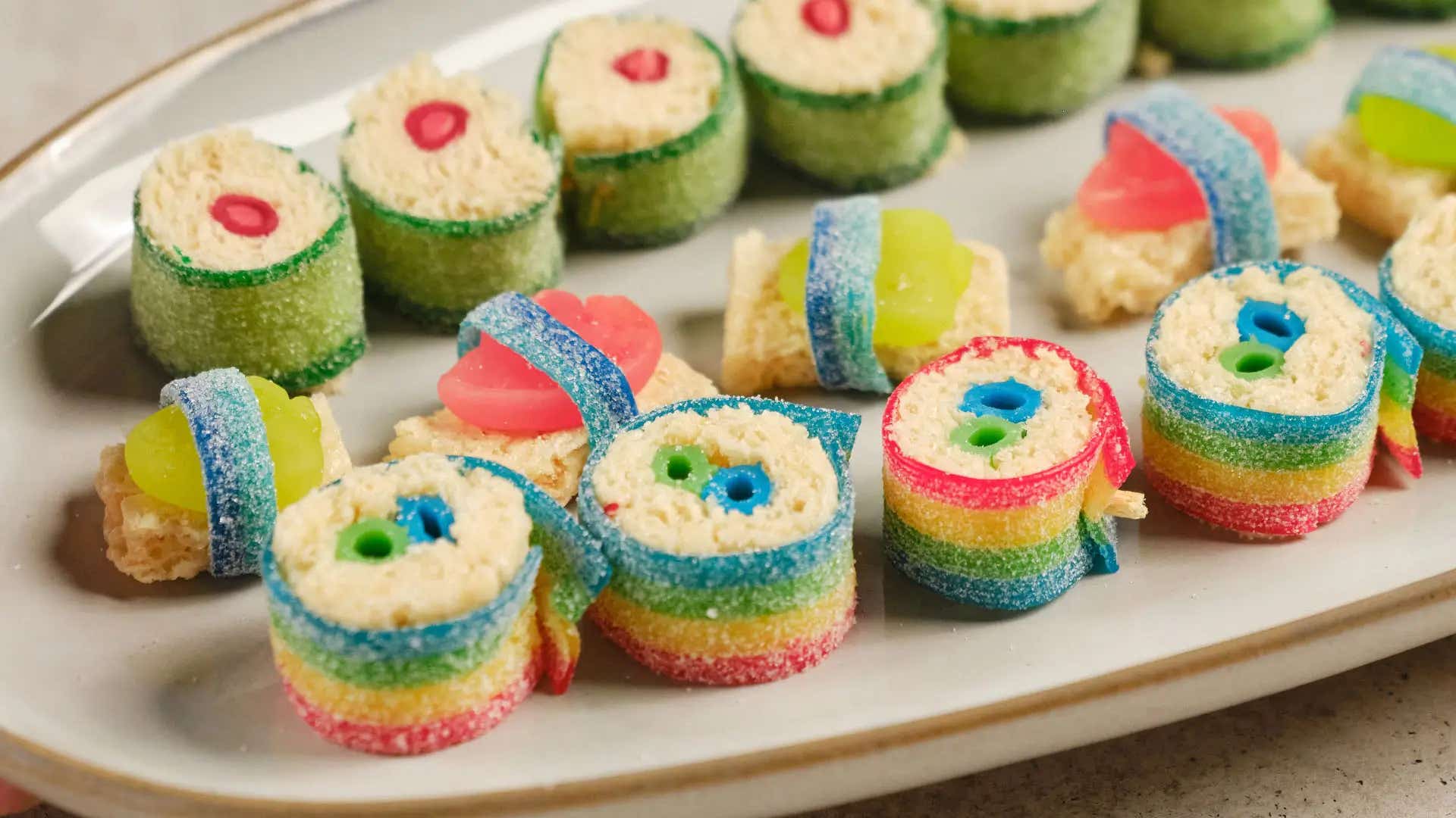 candy sushi rolls and candy nigiri