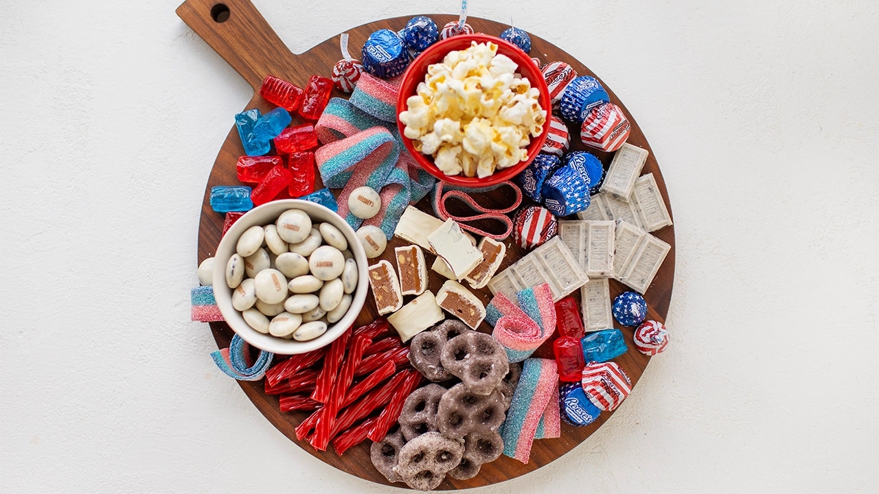 red white and blue candy board