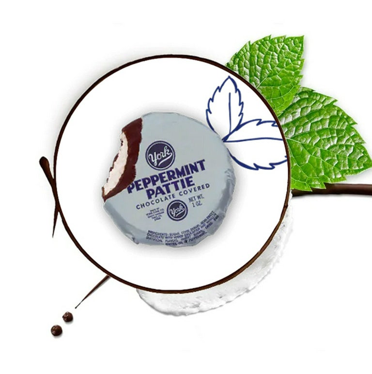 YORK Peppermint Pattie with a bite taken out of it