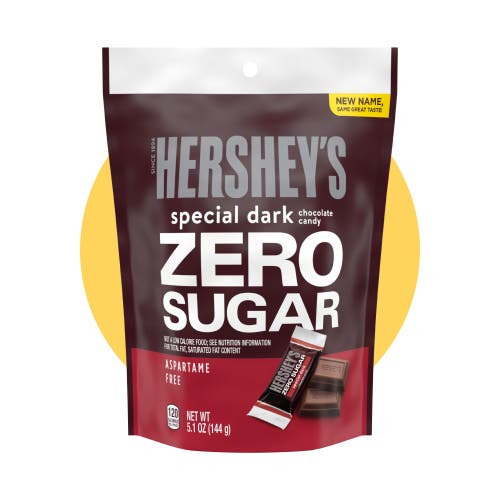 bag of hersheys special dark zero sugar chocolate candy bars