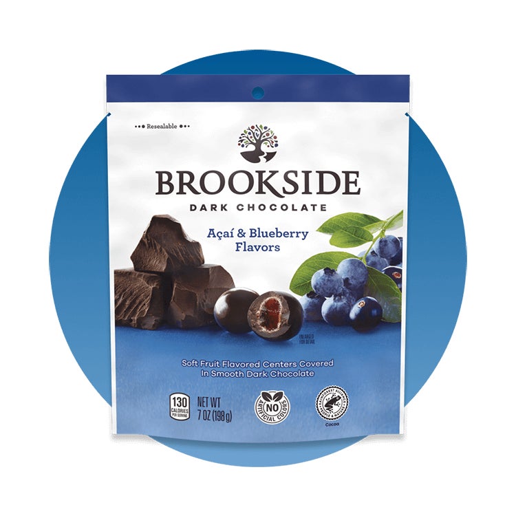 bag of brookside dark chocolate acai and blueberry flavors candy