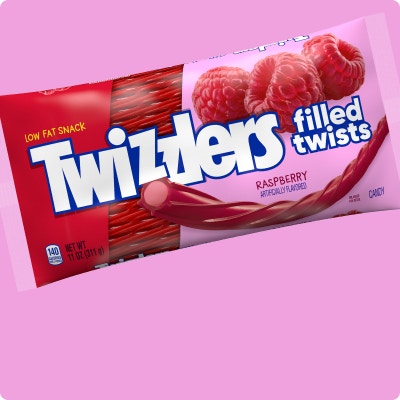 bag of twizzlers filled twists raspberry flavored candy