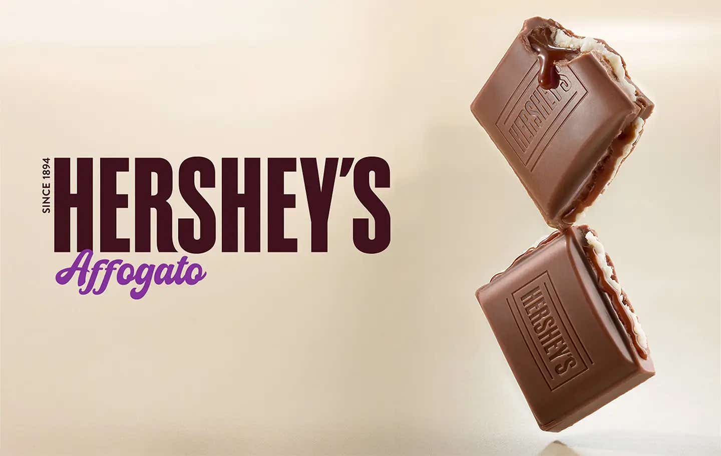 pair of hersheys affogato bar pieces ready to serve