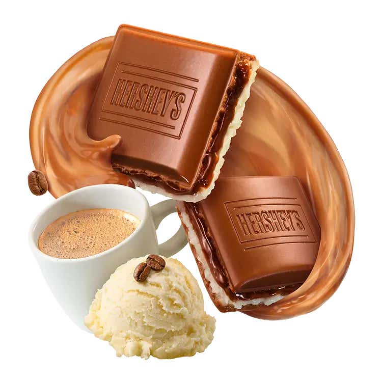 fully unwrapped HERSHEY'S Affogato Candy Bar pieces