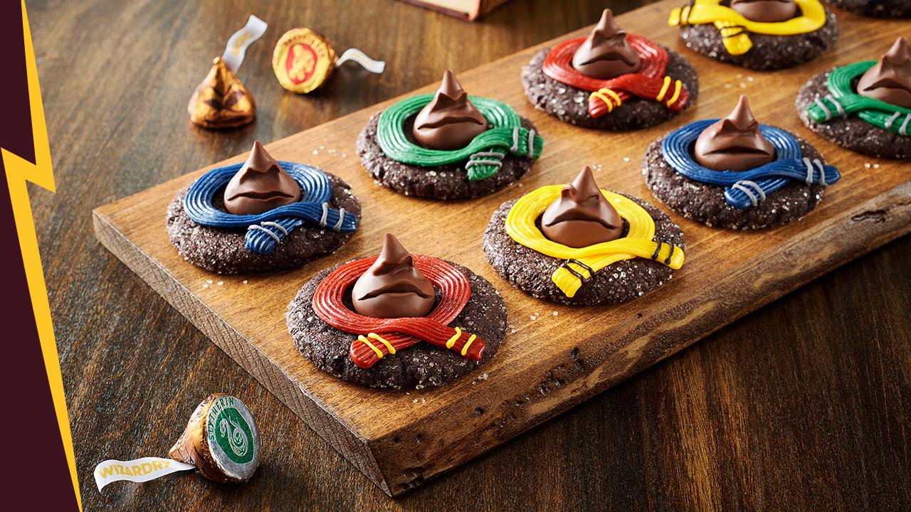 sorting hat cookies with limited edition hersheys kisses milk chocolate harry potter candies