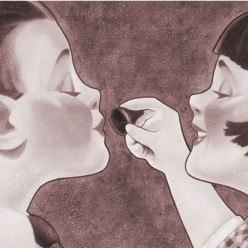 Girl sharing a Hershey's kiss