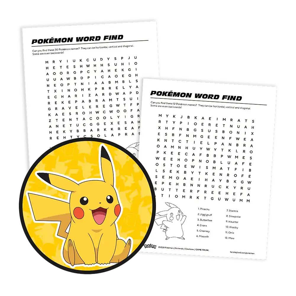 pokemon word find puzzle where players search for character names