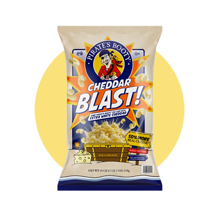 bag of pirates booty cheddar blast extra white cheddar rice and corn puffs