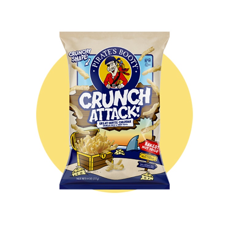 bag of pirates booty crunch attack great white cheddar rice and corn puffs