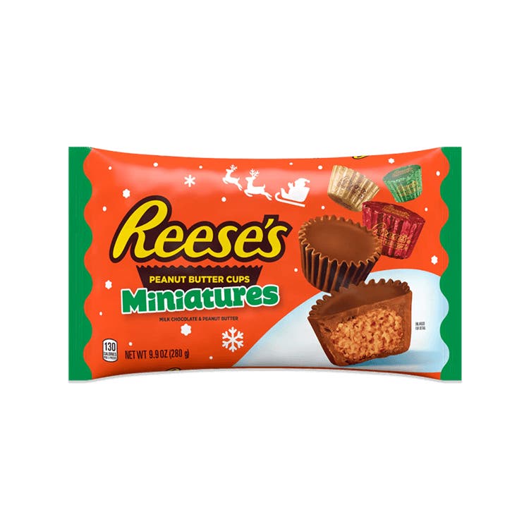 bag of reeses holiday milk chocolate miniatures peanut butter cups