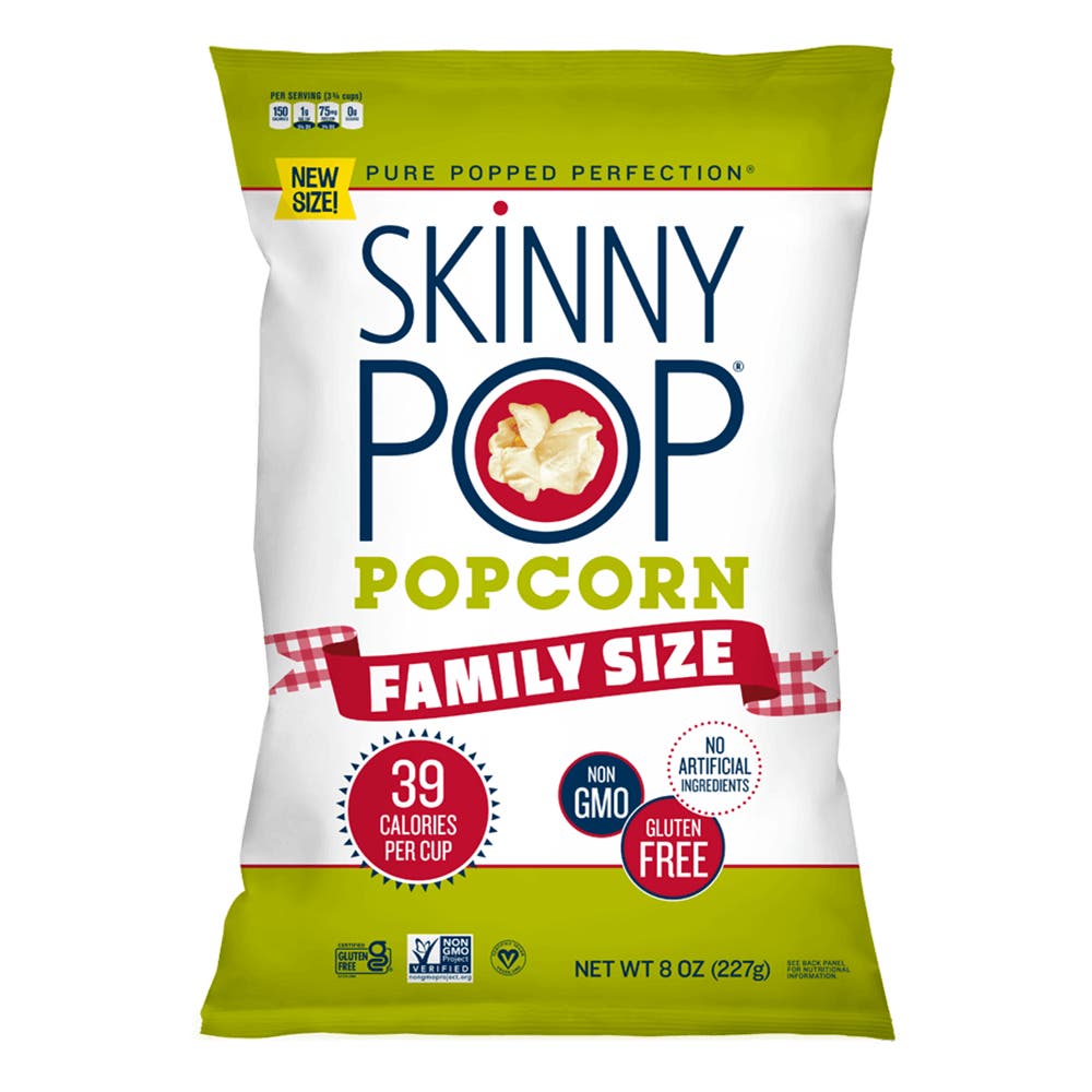 SKINNYPOP Original Popped Popcorn, 8 oz bag - Front of Package