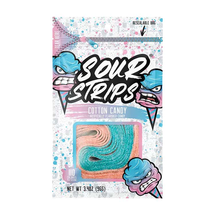 bag of sour strips cotton candy flavored chewy candy