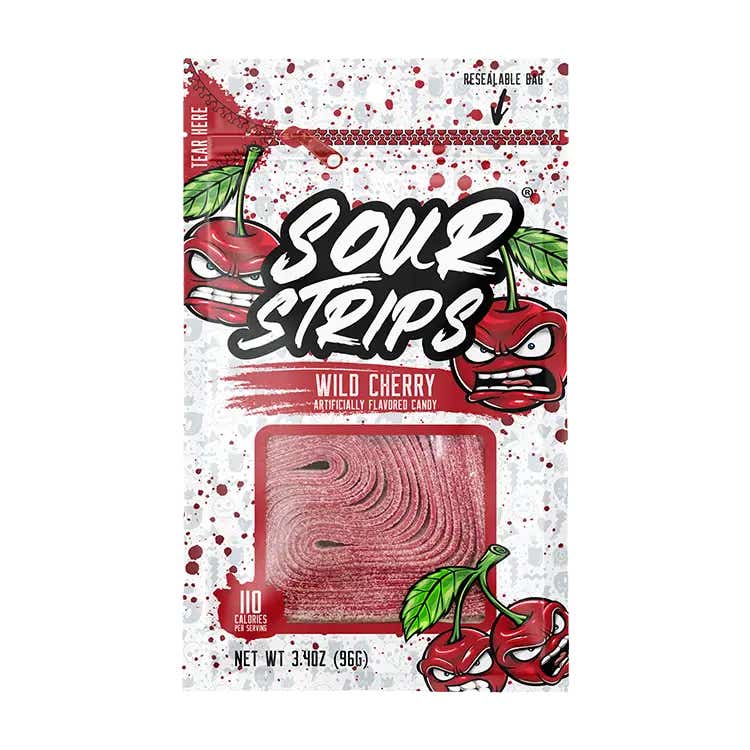 bag of sour strips wild cherry flavored chewy candy
