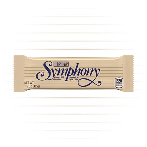 hersheys symphony milk chocolate with almonds and toffee chips candy bar