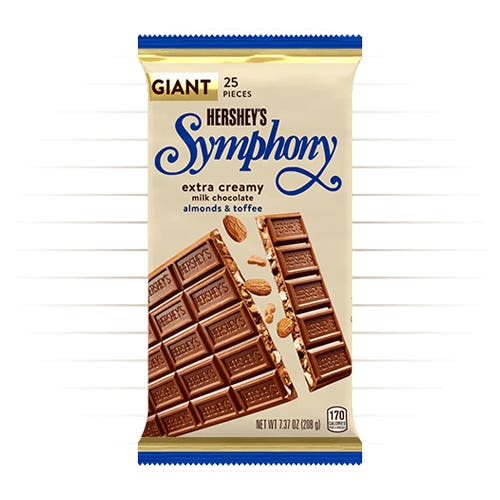 hersheys symphony milk chocolate with almonds and toffee giant candy bar
