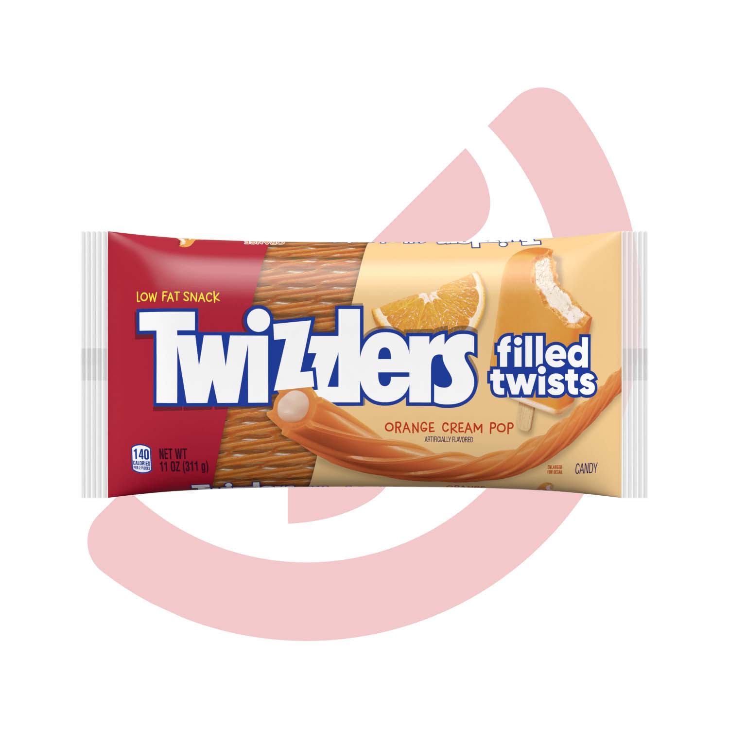 bag of twizzlers filled twists orange cream pop flavored candy