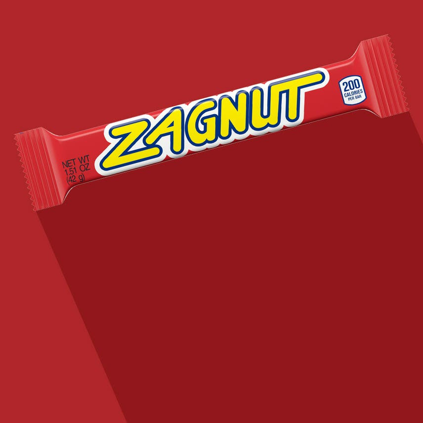 Zagnut candy bar on red background