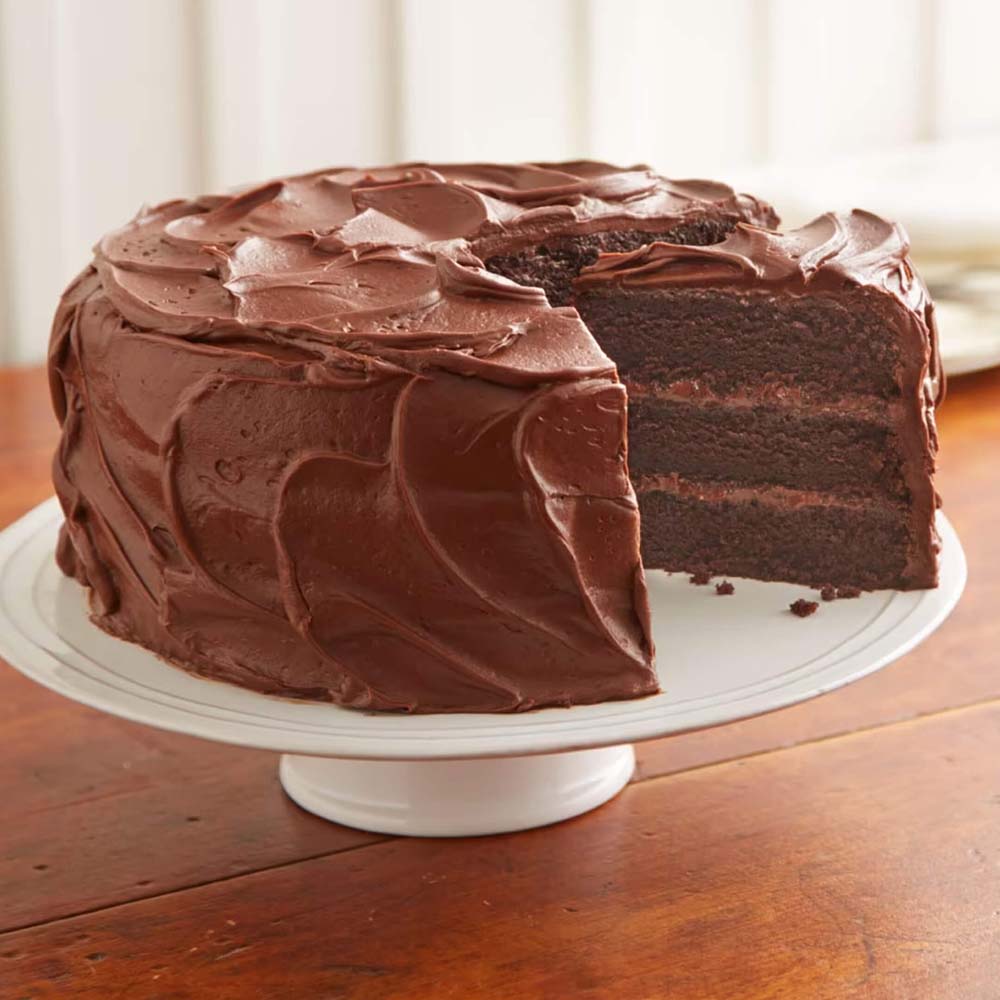 hersheys gluten free perfectly chocolate chocolate cake on cake stand
