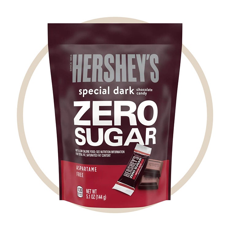 bag of hersheys special dark zero sugar chocolate candy bars