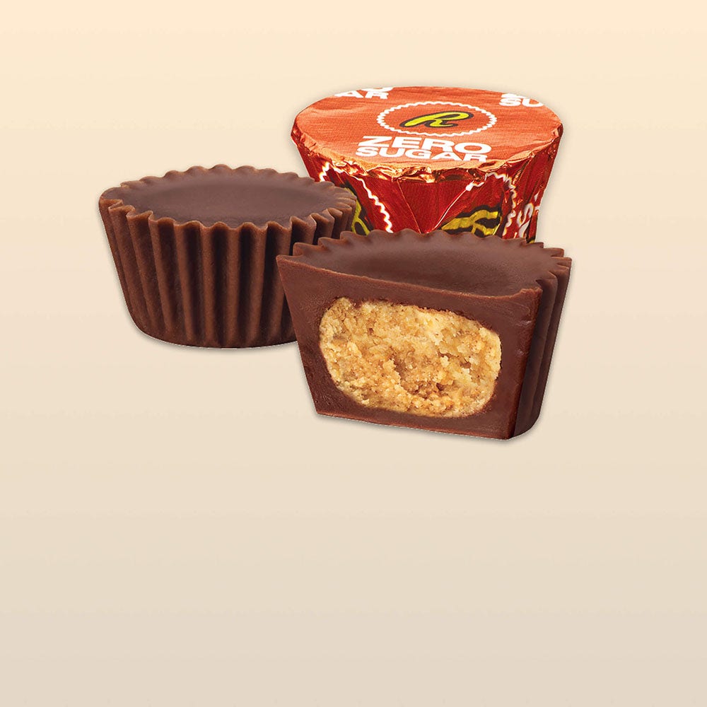 wrapped and unwrapped reeses zero sugar miniatures peanut butter cups