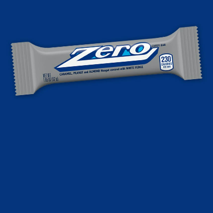 ZERO candy bar on blue background