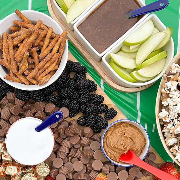 spread of snacks at a tailgate party