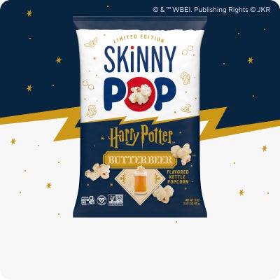 bag of SKINNYPOP Butterbeer Flavored Popcorn