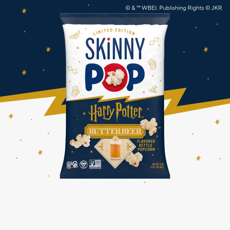 bag of SKINNYPOP Butterbeer Flavored Popcorn