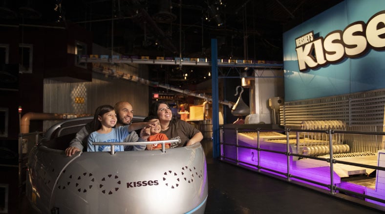 Family Enjoying Indoor Rides in Chocolate World