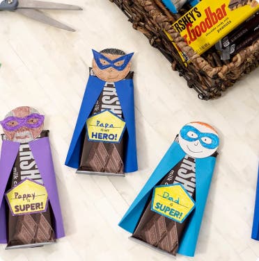 hersheys milk chocolate bar with superhero cape