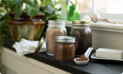 jars of homemade cocoa self care items