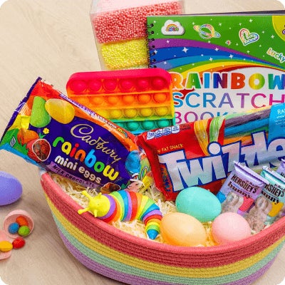 rainbow kids easter basket
