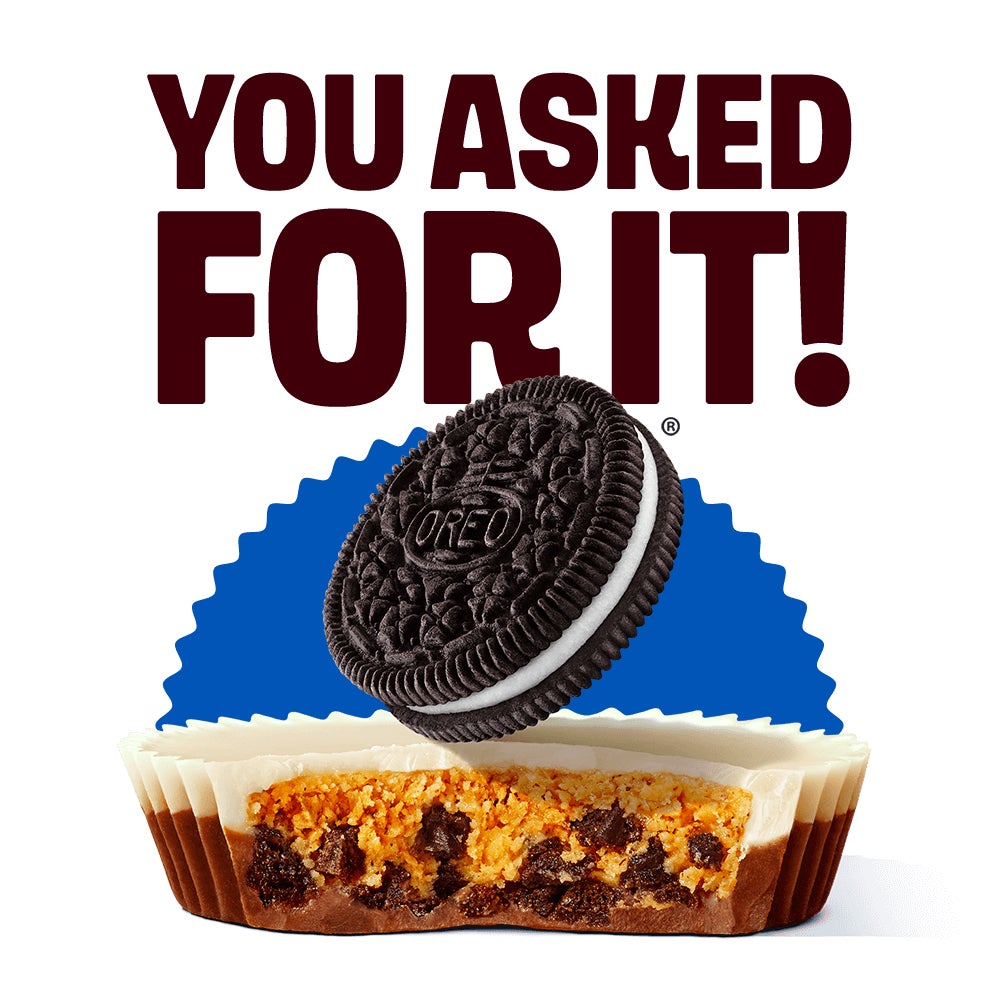 reeses oreo cup with an oreo cookie