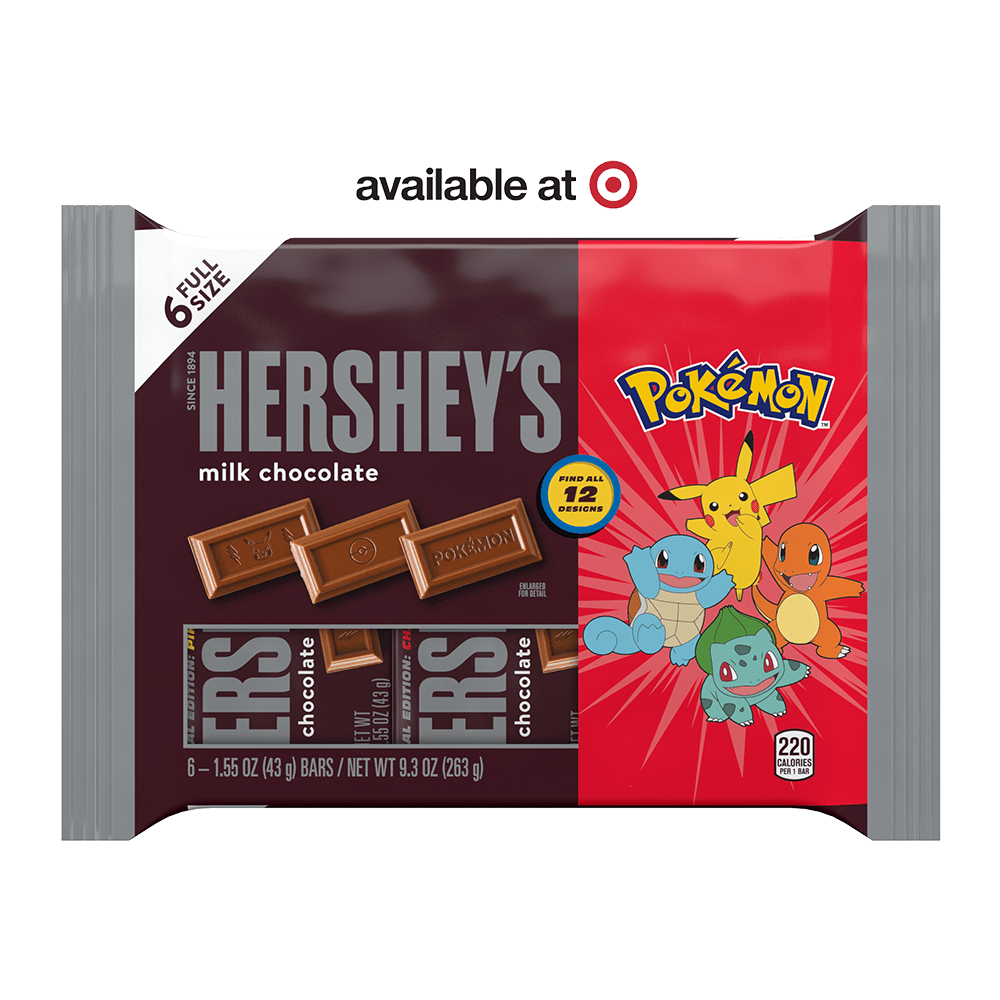 HERSHEY'S Milk Chocolate Pokémon Special Edition Candy Bars, 1.55 oz, 6 pack - Front of Package