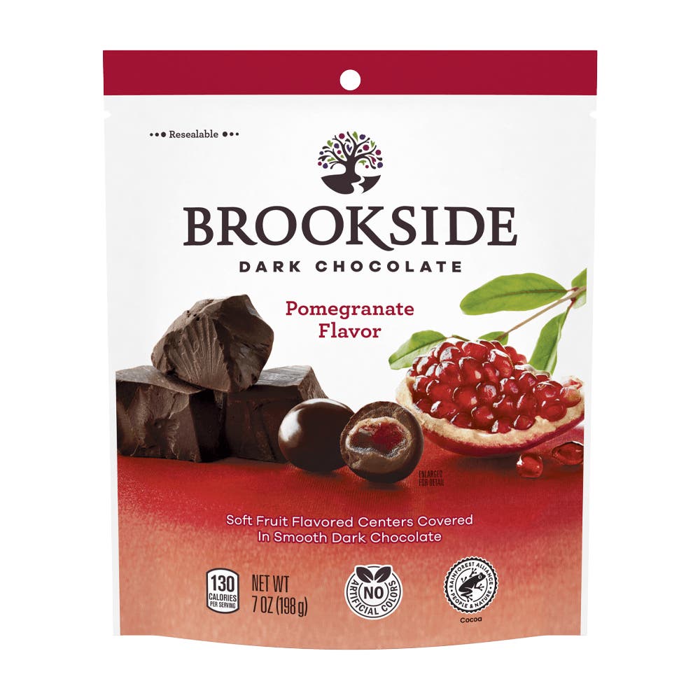 BROOKSIDE Dark Chocolate Pomegranate Flavor Candy, 7 oz bag - Front of Package