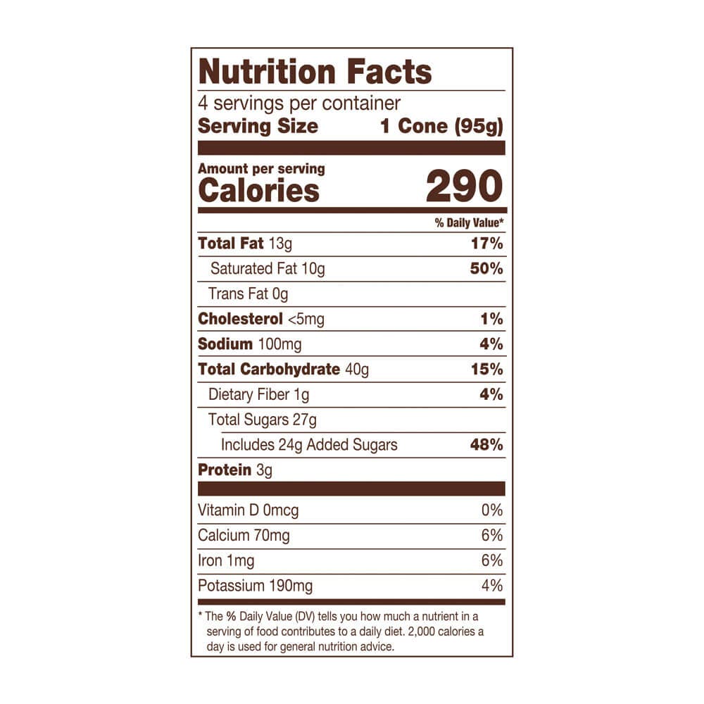 KIT KAT® Frozen Dairy Dessert Cones, 18.4 oz, 4 count box - Nutritional